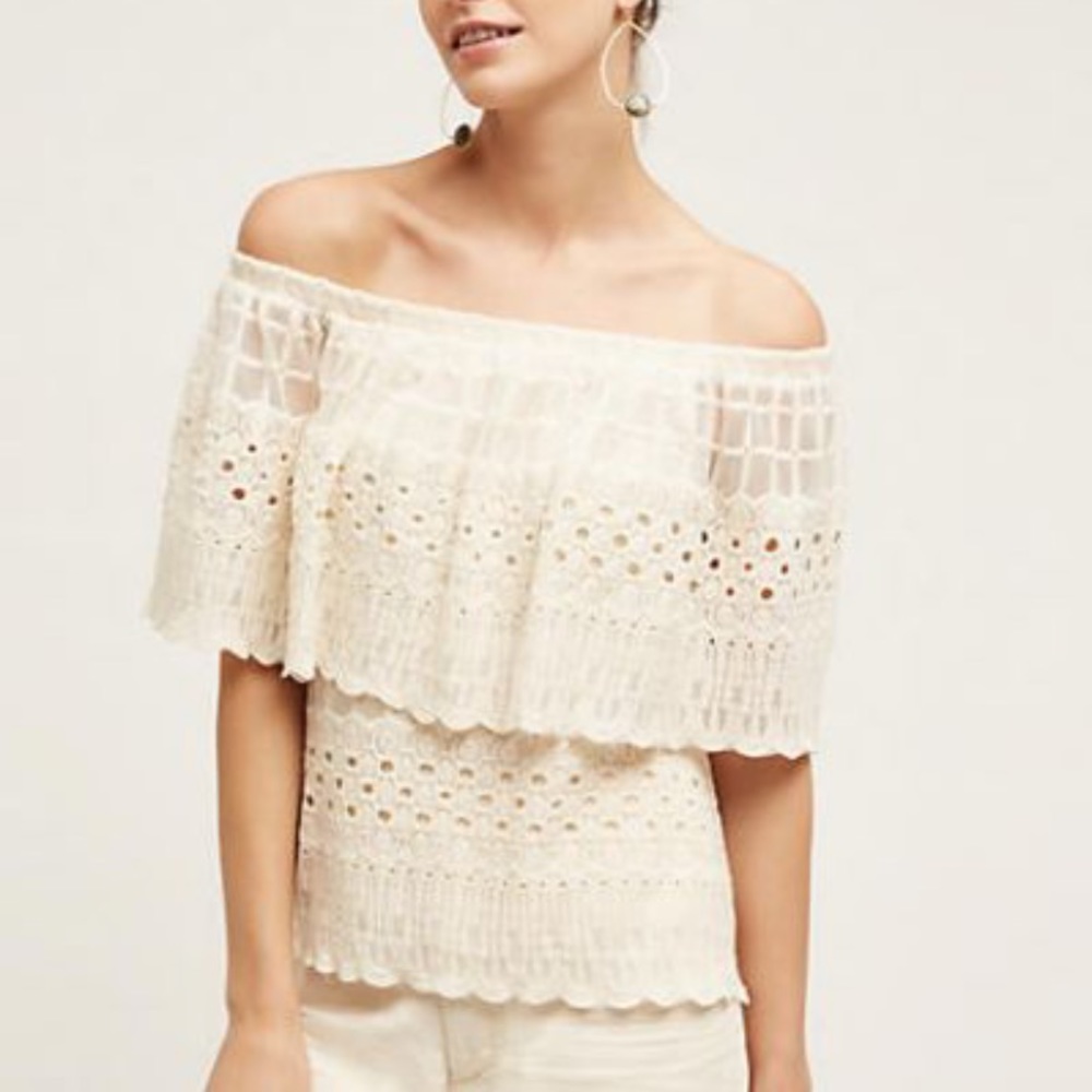 Beautiful eyelet lace boho blouse